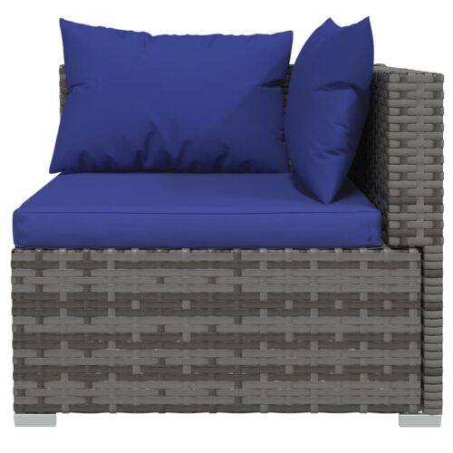 5-Piece Garden Lounge Set with Cushions Poly Rattan Wicker Outdoor Patio Furniture Grey - Image 4