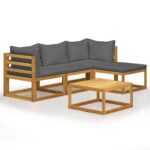 5-Piece Garden Lounge Set with Cushions Acacia Wood Timber Outdoor Patio Furniture