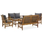 5-Piece Garden Lounge Set with Cushions Acacia Wood Timber Outdoor Patio Furniture