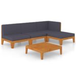 5-Piece Garden Lounge Set with Cushions Acacia Wood Timber Outdoor Patio Furniture