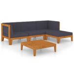 5-Piece Garden Lounge Set with Cushions Acacia Wood Timber Outdoor Patio Furniture