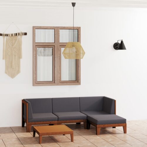 5-Piece Garden Lounge Set with Cushions Acacia Wood Timber Outdoor Patio Furniture - Image 2