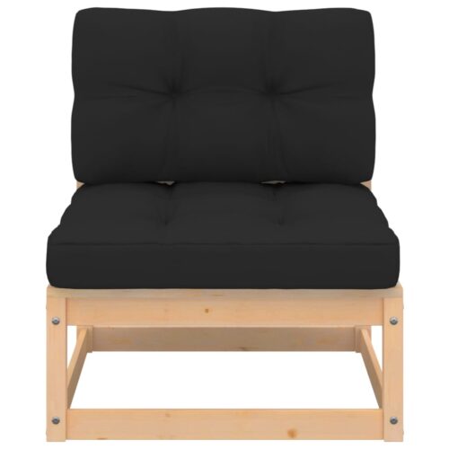 5-Piece Garden Lounge Set with Cushions Pine Wood Outdoor Patio Furniture - Image 3