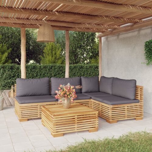 5-Piece Garden Lounge Set with Cushions Acacia Wood Timber Outdoor Patio Furniture - Image 2