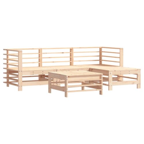 5-Piece Outdoor Sofa Set with Cushions Garden Patio Lounge Setting Solid Wood - Image 3