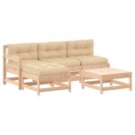 5-Piece Garden Lounge Set with Cushions Wood Timber Outdoor Patio Furniture