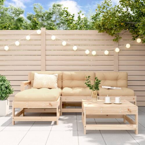 5-Piece Garden Lounge Set with Cushions Wood Timber Outdoor Patio Furniture - Image 2