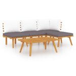 5-Piece Garden Lounge Set with Cushions Wood Timber Outdoor Patio Furniture Acacia
