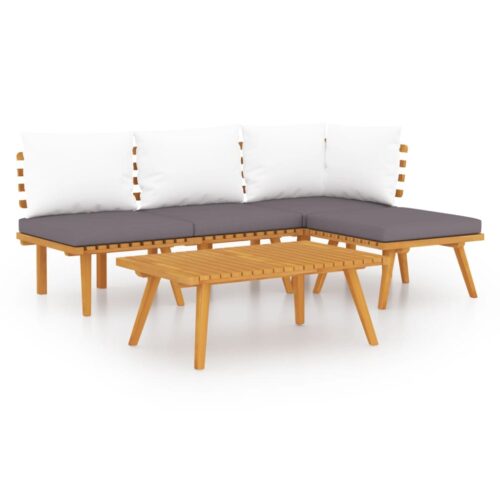 5-Piece Garden Lounge Set with Cushions Wood Timber Outdoor Patio Furniture Acacia
