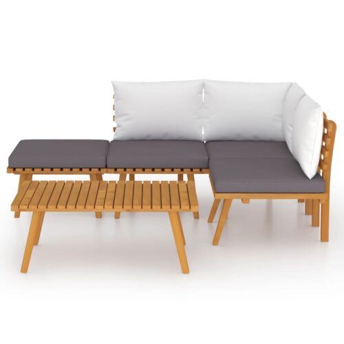 5-Piece Garden Lounge Set with Cushions Wood Timber Outdoor Patio Furniture Acacia - Image 3