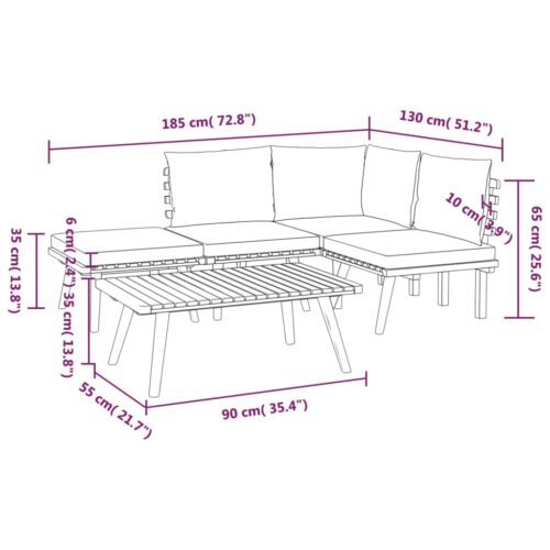 5-Piece Garden Lounge Set with Cushions Wood Timber Outdoor Patio Furniture Acacia - Image 8