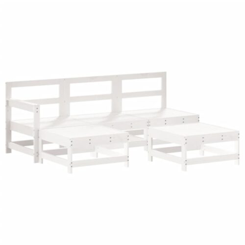 5-Piece Garden Lounge Set with Cushions White Wood Timber Outdoor Patio Furniture - Image 3