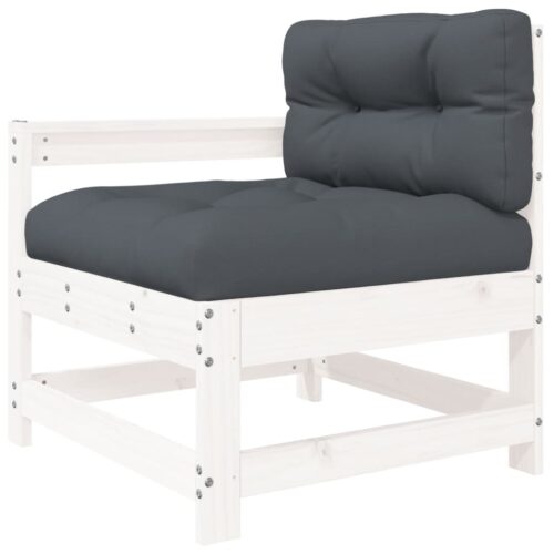 5-Piece Garden Lounge Set with Cushions White Wood Timber Outdoor Patio Furniture - Image 5
