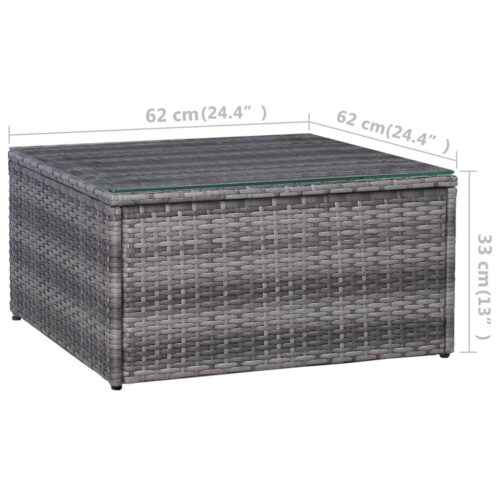5-Piece Garden Sofa Set with Cushions & Pillows Poly Rattan Wicker Outdoor Patio Furniture Grey - Image 9