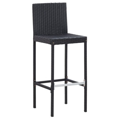 5-Piece Outdoor Bar Set Poly Rattan Wicker Outdoor Patio Furniture Acacia Wood Black - Image 3