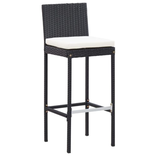 5-Piece Outdoor Bar Set Poly Rattan Wicker Outdoor Patio Furniture Acacia Wood Black - Image 4