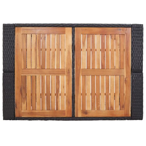 5-Piece Outdoor Bar Set Poly Rattan Wicker Outdoor Patio Furniture Acacia Wood Black - Image 8