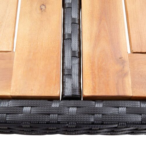 5-Piece Outdoor Bar Set Poly Rattan Wicker Outdoor Patio Furniture Acacia Wood Black - Image 10