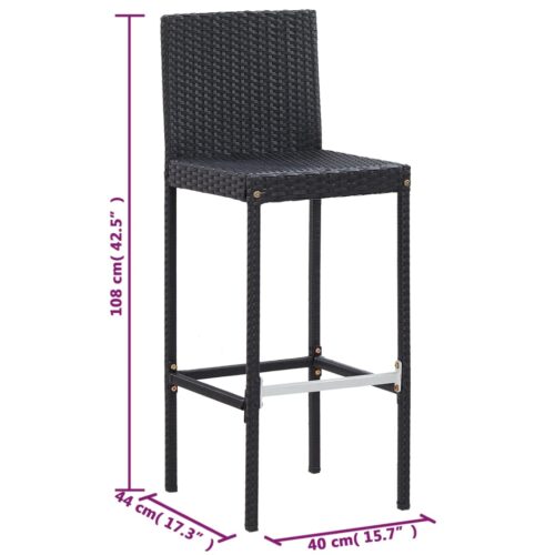 5-Piece Outdoor Bar Set Poly Rattan Wicker Outdoor Patio Furniture Acacia Wood Black - Image 11