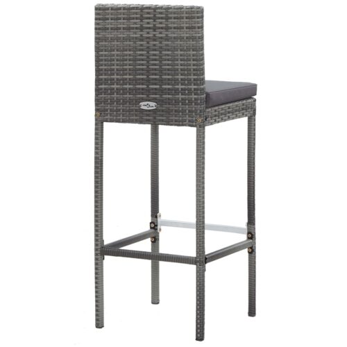 5-Piece Outdoor Bar Set Poly Rattan Wicker Outdoor Patio Furniture Acacia Wood Grey - Image 10
