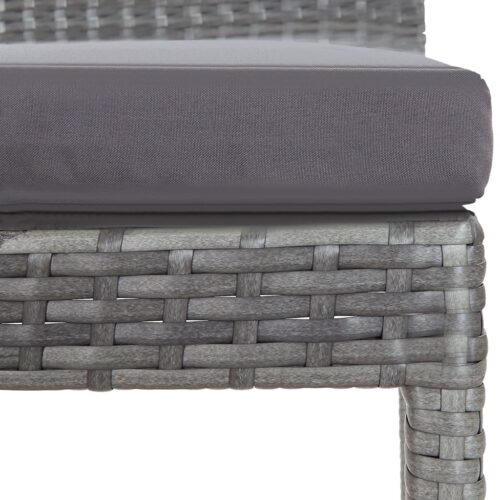 5-Piece Outdoor Bar Set Poly Rattan Wicker Outdoor Patio Furniture Acacia Wood Grey - Image 11