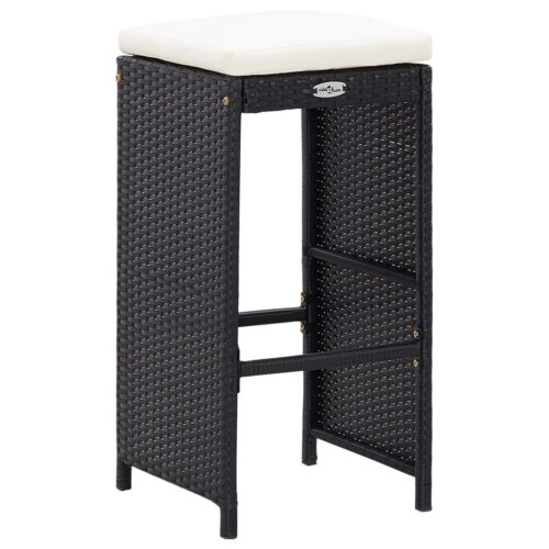 5-Piece Outdoor Bar Set Poly Rattan Wicker Outdoor Patio Furniture Glass Black - Image 7