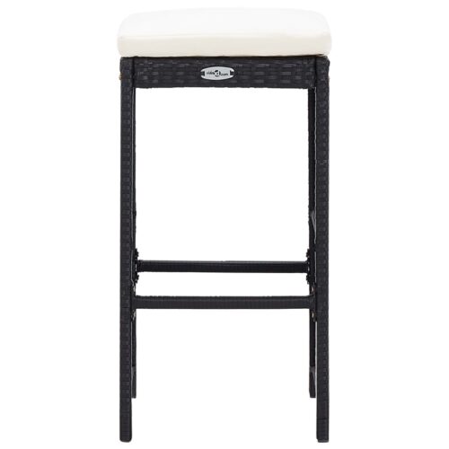 5-Piece Outdoor Bar Set Poly Rattan Wicker Outdoor Patio Furniture Glass Black - Image 8