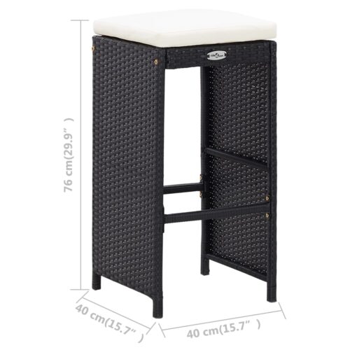 5-Piece Outdoor Bar Set Poly Rattan Wicker Outdoor Patio Furniture Glass Black - Image 11