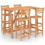 5-Piece Outdoor Bar Set Acacia Wood Timber Outdoor Patio Furniture