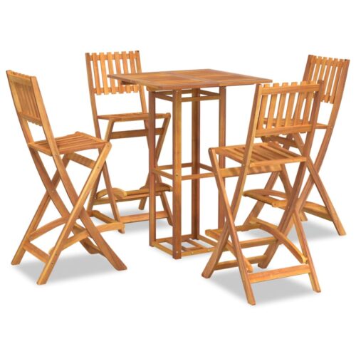 5-Piece Outdoor Bar Set Wood Timber Outdoor Patio Furniture Acacia