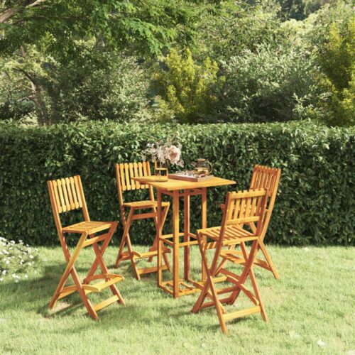 5-Piece Outdoor Bar Set Wood Timber Outdoor Patio Furniture Acacia - Image 2