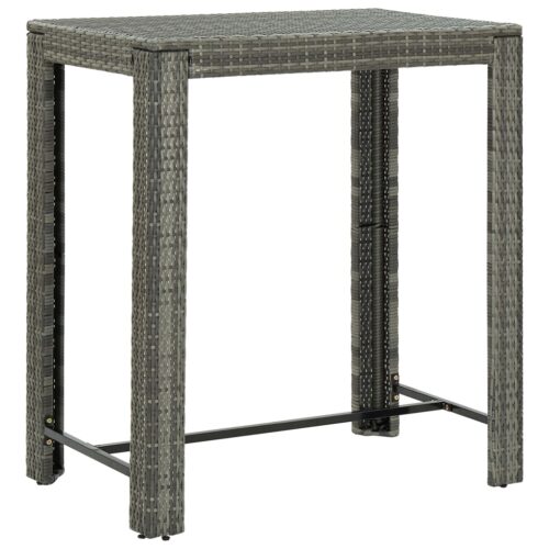 5-Piece Outdoor Bar Set with Armrest Poly Rattan Wicker Outdoor Patio Furniture Grey - Image 9
