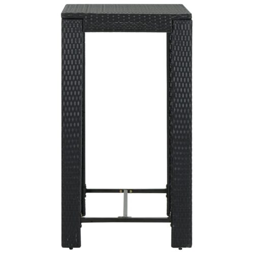 5-Piece Outdoor Bar Set with Cushions Poly Rattan Wicker Outdoor Patio Furniture Black - Image 8
