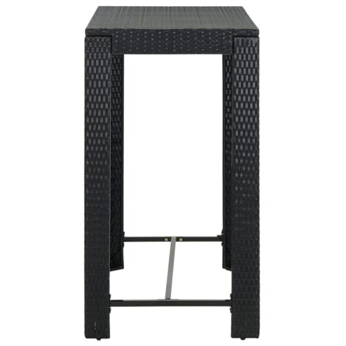 5-Piece Outdoor Bar Set with Cushions Poly Rattan Wicker Outdoor Patio Furniture Black - Image 10