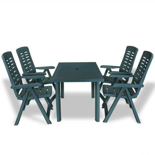 5-Piece Outdoor Dining Set Plastic Green