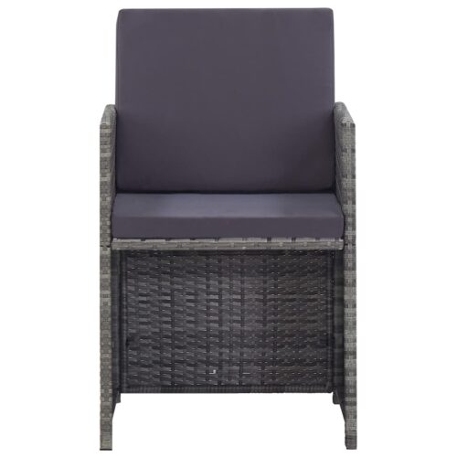 5-Piece Outdoor Dining Set Poly Rattan Wicker Outdoor Patio Furniture Acacia Wood Anthracite - Image 3