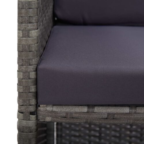 5-Piece Outdoor Dining Set Poly Rattan Wicker Outdoor Patio Furniture Acacia Wood Anthracite - Image 6