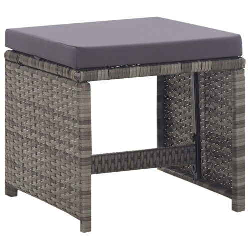 5-Piece Outdoor Dining Set Poly Rattan Wicker Outdoor Patio Furniture Acacia Wood Anthracite - Image 7