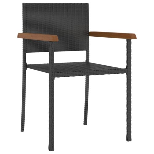 5-Piece Outdoor Dining Set Poly Rattan Wicker Outdoor Patio Furniture Black - Image 3