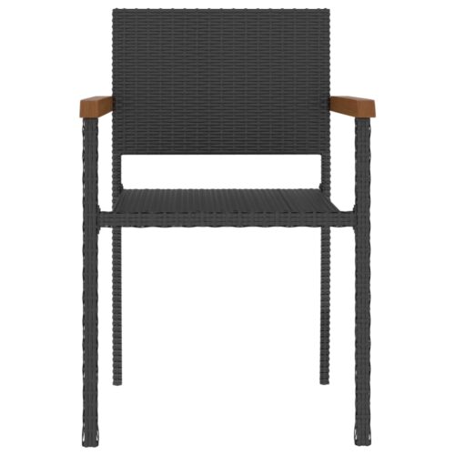 5-Piece Outdoor Dining Set Poly Rattan Wicker Outdoor Patio Furniture Black - Image 4
