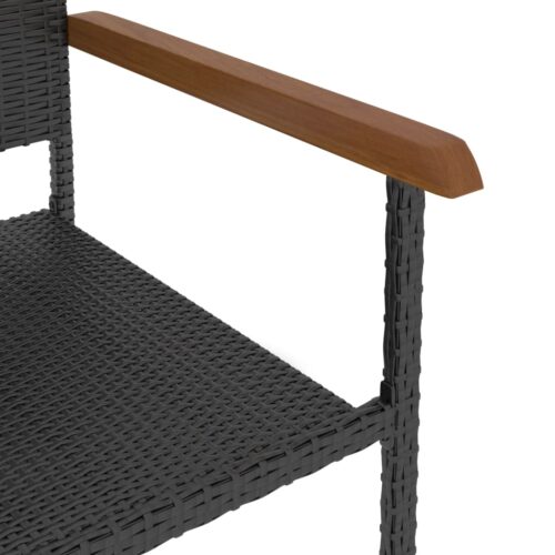 5-Piece Outdoor Dining Set Poly Rattan Wicker Outdoor Patio Furniture Black - Image 7