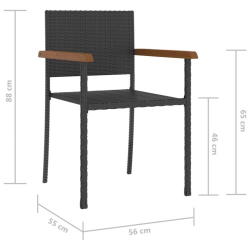 5-Piece Outdoor Dining Set Poly Rattan Wicker Outdoor Patio Furniture Black - Image 10