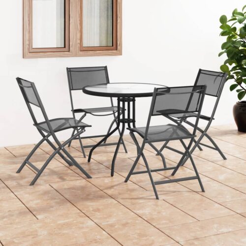 5-Piece Outdoor Dining Set Steel - Image 2