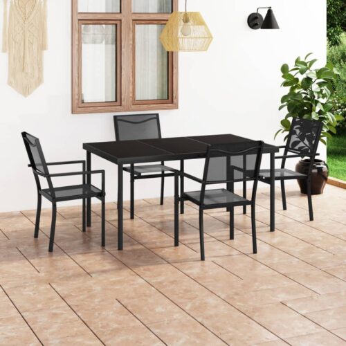 5-Piece Outdoor Dining Set Steel - Image 2
