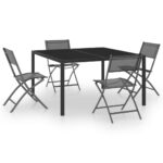 5-Piece Outdoor Dining Set Garden Patio Table Chairs Steel Furniture Setting