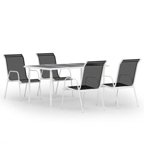 5-Piece Outdoor Dining Set Steel Black