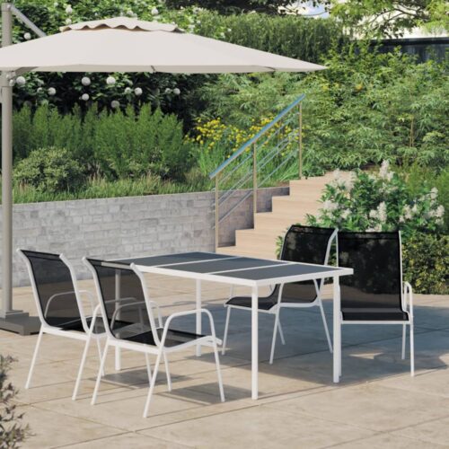 5-Piece Outdoor Dining Set Steel Black - Image 2