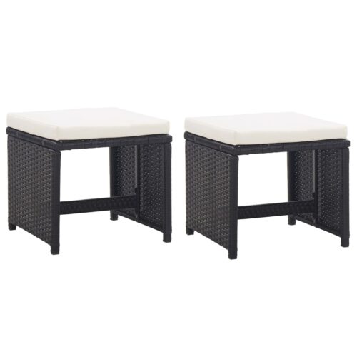 5-Piece Outdoor Dining Set with Cushions Poly Rattan Wicker Outdoor Patio Furniture Black - Image 5
