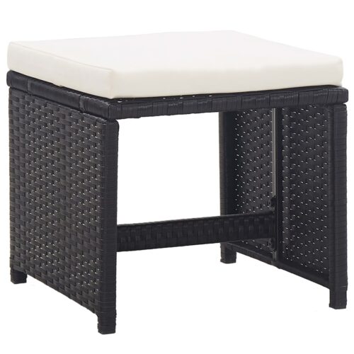 5-Piece Outdoor Dining Set with Cushions Poly Rattan Wicker Outdoor Patio Furniture Black - Image 6