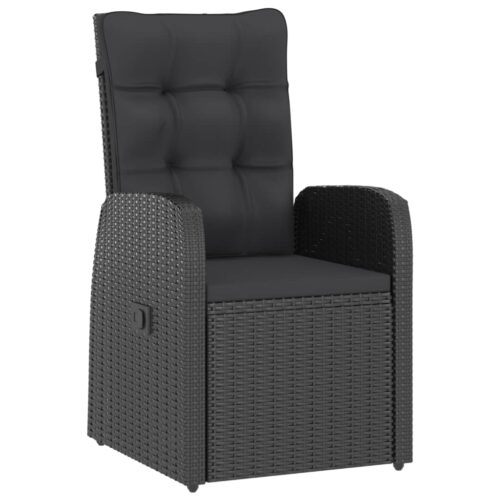 5-Piece Outdoor Dining Set with Cushions Poly Rattan Wicker Outdoor Patio Furniture Black - Image 3